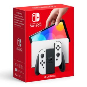 Nintendo Switch (modèle OLED) avec station d’accueil et manettes Joy-Con blanches – Image 1