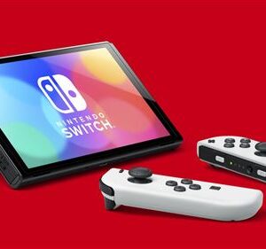 Nintendo Switch (modèle OLED) avec station d’accueil et manettes Joy-Con blanches – Image 5