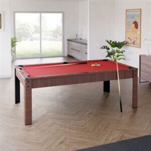 PLAY4FUN Billard Américain HARMONY 6Ft - 206,5 x 116,5 x 80 cm avec accessoires et plateau dînatoire - Couleur Chêne - Rouge – Image 4