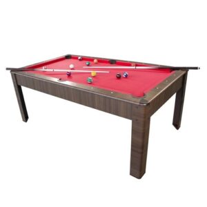 PLAY4FUN Billard Américain HARMONY 6Ft - 206,5 x 116,5 x 80 cm avec accessoires et plateau dînatoire - Couleur Chêne - Rouge – Image 5