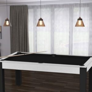 Table de Billard Texas 6 Pieds Convertible en Table à Manger pour 6 De Faugères Blanc / – Image 3